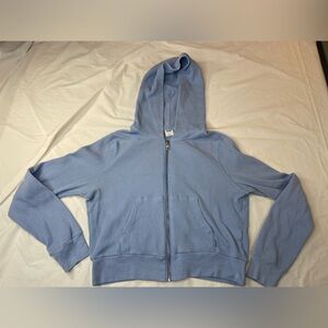 Aritzia TNA Sky Blue Textured Zip-Up Jacket with hood